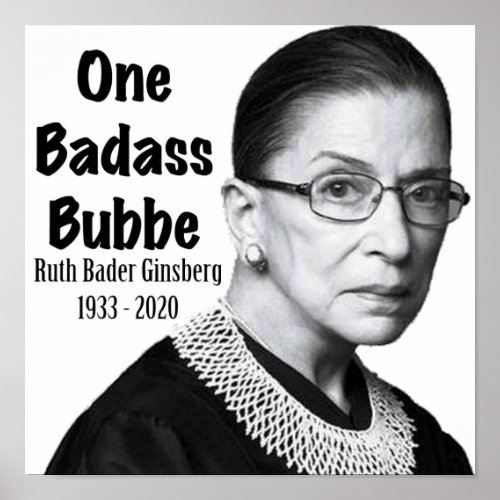 Ruth Bader Ginsburg RBG Death Memorial Honor Bubbe Poster