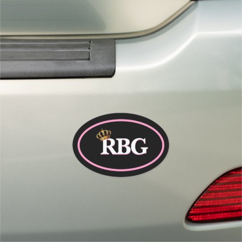 Ruth Bader Ginsburg RBG Monogram Oval Car Magnet