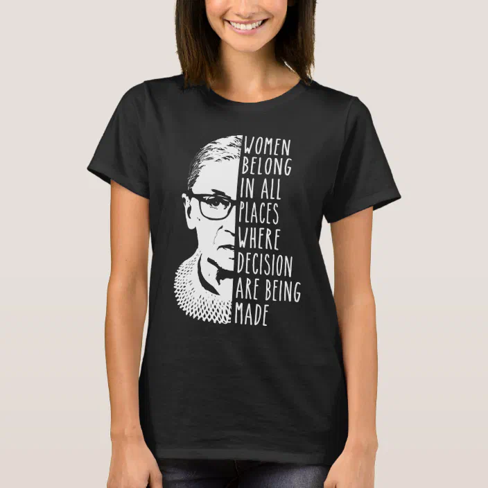 Womens Power Ruth Bader Ginsburg T Shirt Women's Graphic T Women's RBG T-Shirt Feminism Feminist Shirt Even If Your Voice Shakes