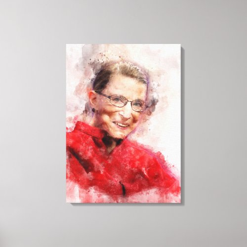 Ruth Bader Ginsburg Smiling Watercolor Portrait R Canvas Print