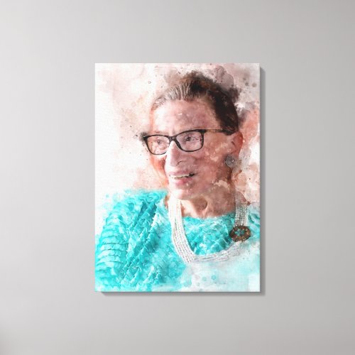 Ruth Bader Ginsburg Smiling Watercolor Portrait T Canvas Print