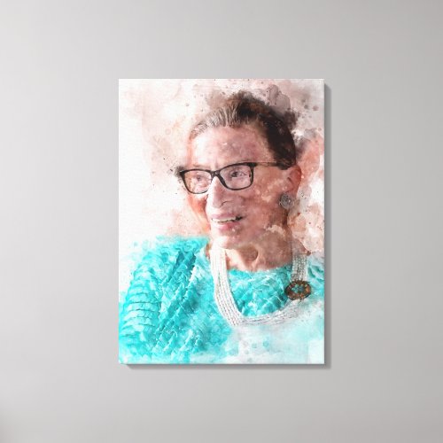 Ruth Bader Ginsburg Smiling Watercolor Portrait T Canvas Print