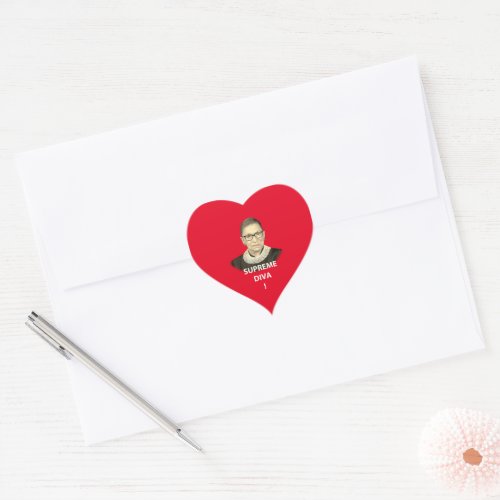 Ruth Bader Ginsburg Supreme Diva Tinted Red Heart  Heart Sticker