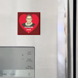 Ruth Bader Ginsburg Supreme Diva Tinted Red Heart Magnet