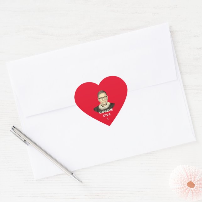 Ruth Bader Ginsburg Supreme Diva Tinted Red Heart  Sticker (Envelope)