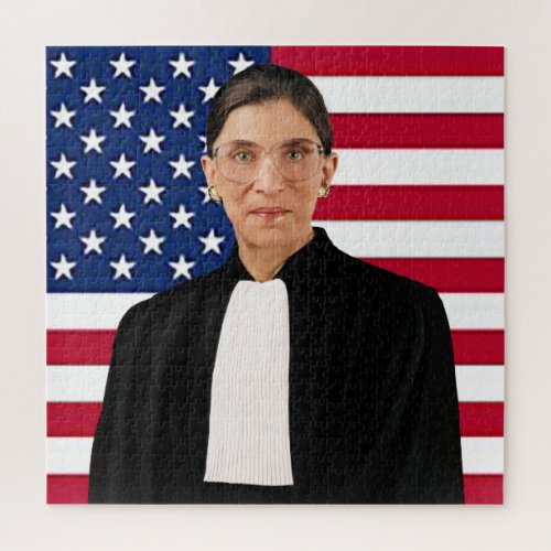 Ruth Bader Ginsburg USA flag Jigsaw Puzzle