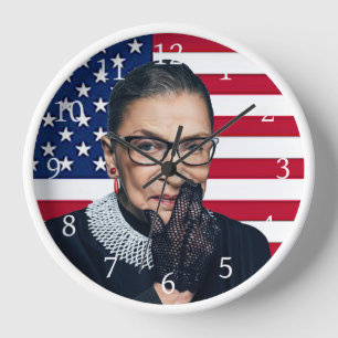 Ruth Bader Ginsburg with American flag Clock