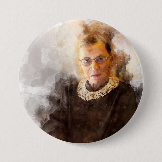Ruth Bader Ginsburg with Judge Robe Portrait Button (Front)