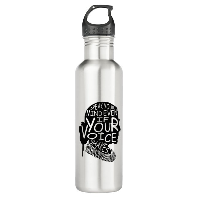 Ruth Bader Speak Your Mind Even If Your Voice Shak Stainless Steel Water Bottle (Front)