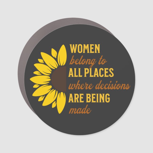  Ruth Bader Yellow Feminist Sunflower Keepsake Car Magnet (Front)