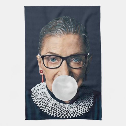 Ruth Ginsburg Blowing Bubble gum  Kitchen Towel
