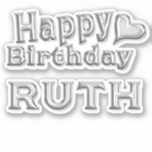 Ruth Happy Birthday silver sticker decal