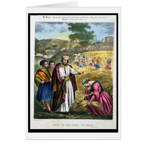 Ruth in the Field of Boaz from a bible printed by