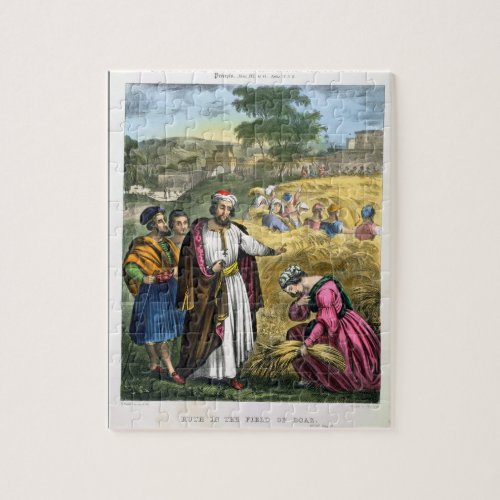 Ruth in the Field of Boaz from a bible printed by Jigsaw Puzzle