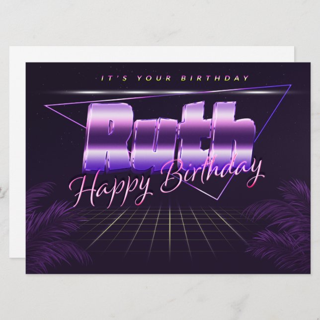 Ruth Name First name purla retro card Birthday (Front/Back)