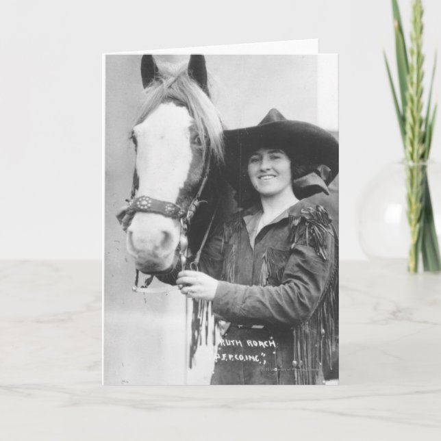 Ruth Roach and her horse. Card (Front)