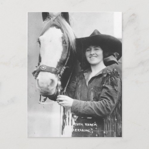 Ruth Roach and her horse Postcard