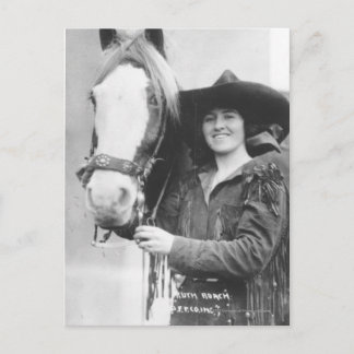 Ruth Roach and her horse. Postcard