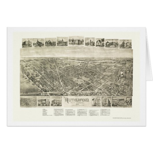Rutherford, NJ Panoramic Map - 1904 Cards (Front Horizontal)