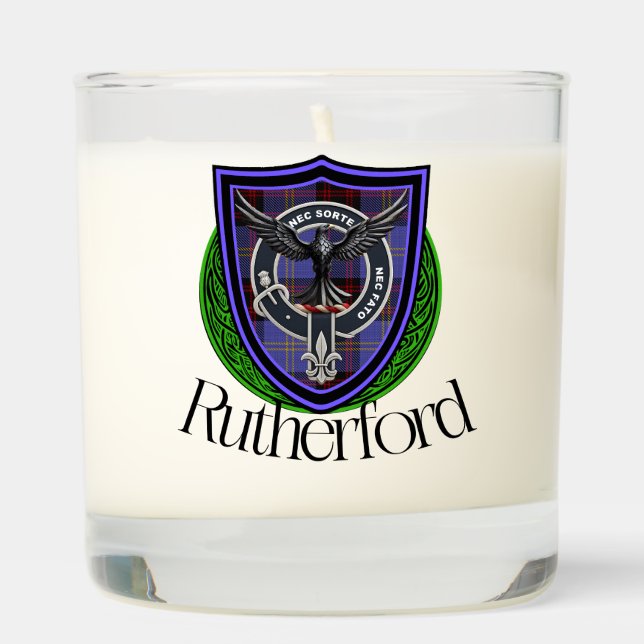 Rutherford Scottish Clan Tartan and Crest Scented Candle (Right)