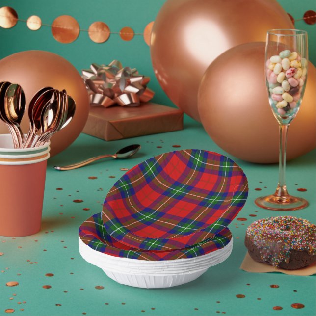 Ruthven tartan red green blue plaid paper bowls (Multi)