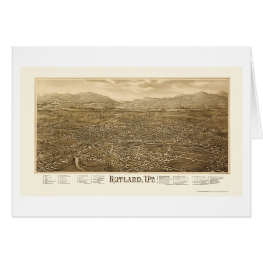 Rutland, VT Panoramic Map - 1885 Cards (Front Horizontal)