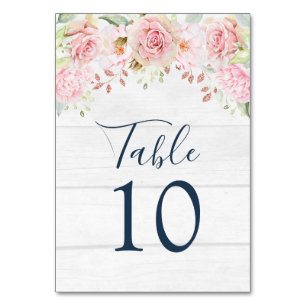 Rutsic Pink Floral Wedding Table Number Cards