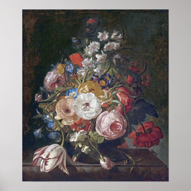 Ruysch - Bouquet Of Flowers In A Glass Vase Poster (Front)
