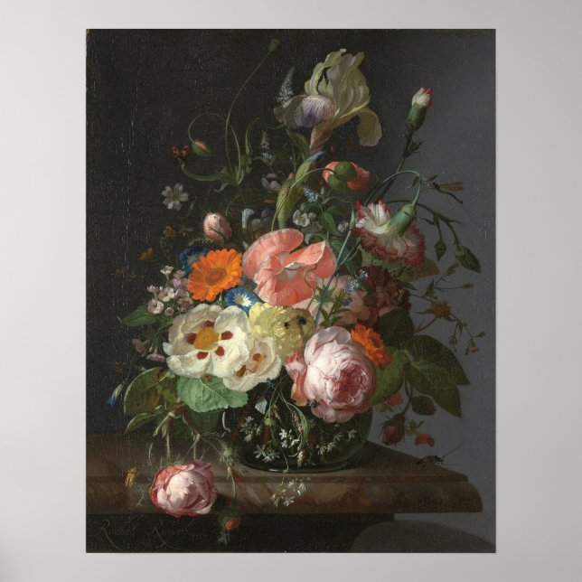 Ruysch - Still Life With Flowers On A Marble Table Poster (Front)