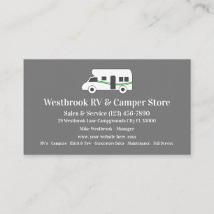 RV And Camper Dealer Retail Store Business Card