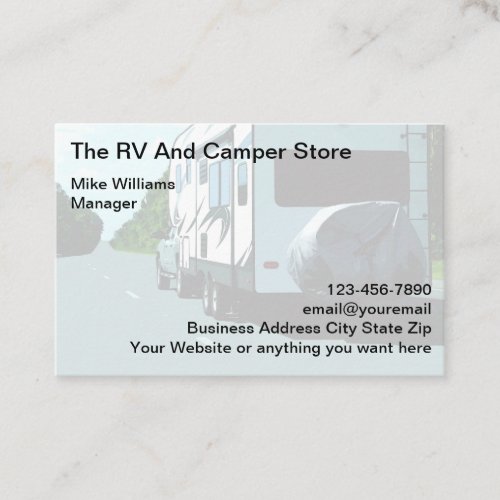 RV and Camper Store Business Card 