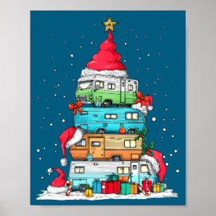 Rv Camng Camper Travel Vacation Christmas Tree Xma Poster