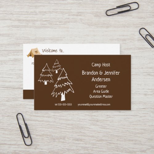 RV Camp Host  Campsite Manager Business Card