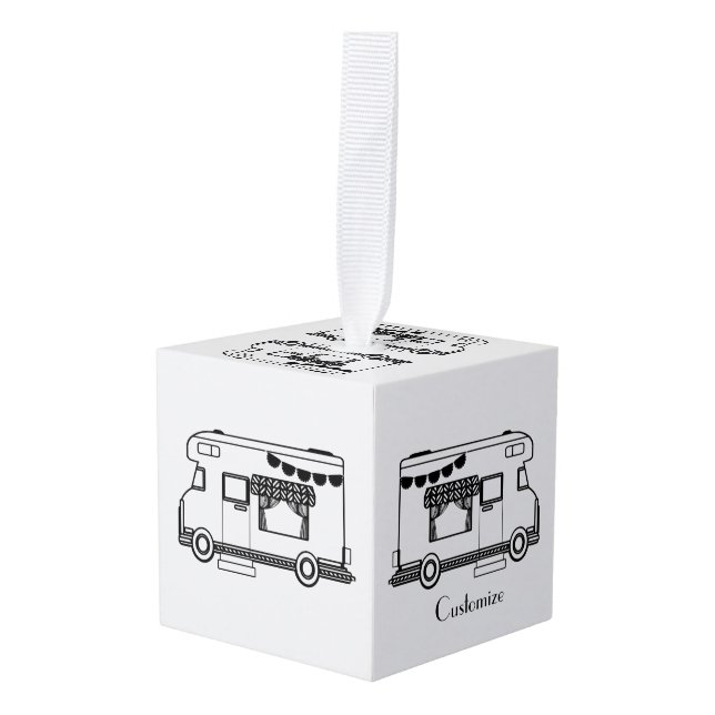 RV Camper Caravan Thunder_Cove Cube Ornament (Front Angled)