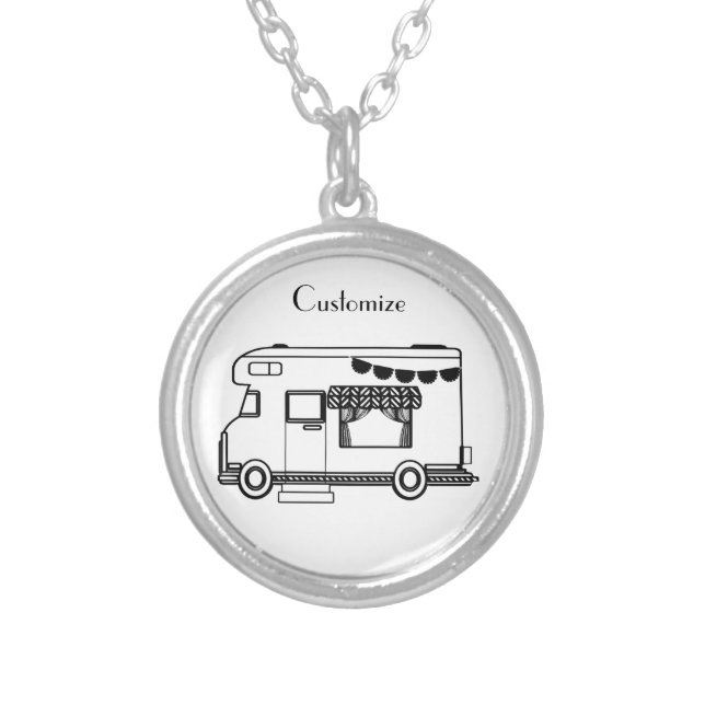 RV Camper Caravan Thunder_Cove  Silver Plated Necklace (Front)
