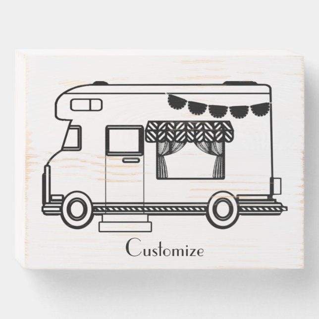 RV Camper Caravan Thunder_Cove Wooden Box Sign (Front Horizontal)