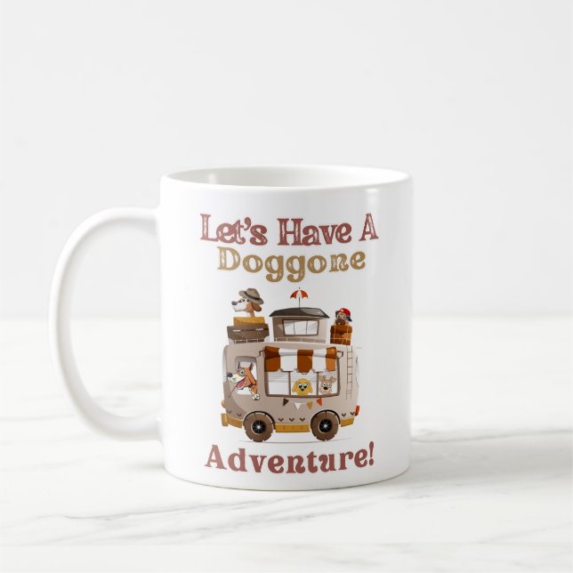 RV Camper Dog Driver Cartoon - Doggone Adventure Coffee Mug (Left)