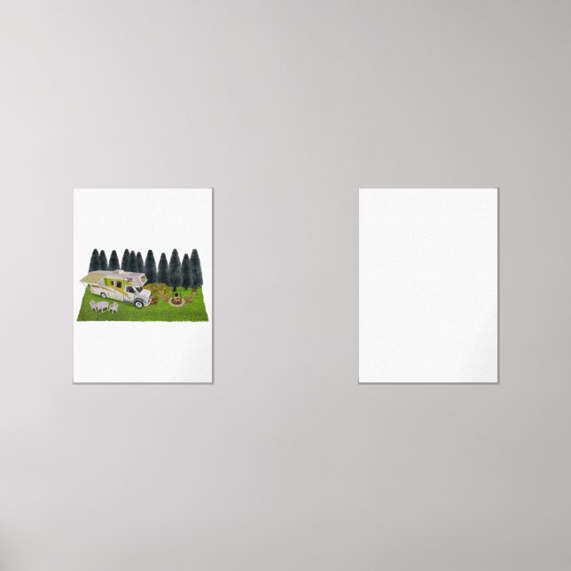 RV Camper in the Forest Wall Art Sets (Front)
