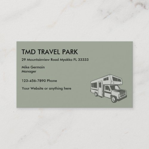 RV Camper Travel Park Business Card