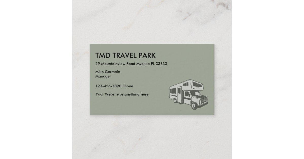 RV Camper Travel Park Business Card | Zazzle