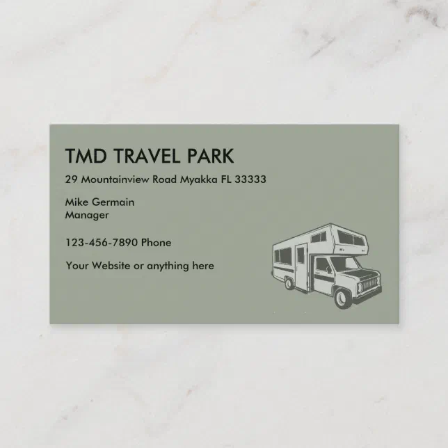 RV Camper Travel Park Business Card Zazzle