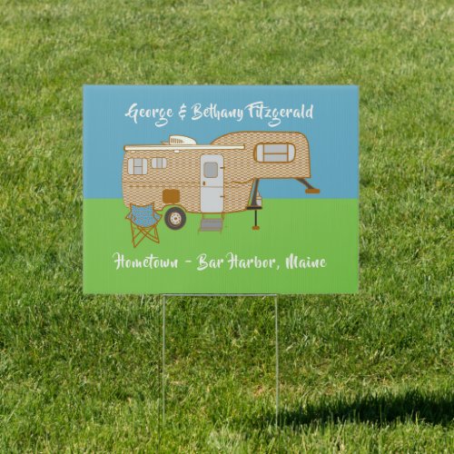 RV Camping 5th Wheel Yard Sign Names Hometown 