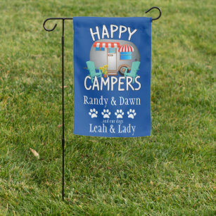FunStudio Personalized Crazy Camping Garden Flag for Outside Customized RV Campsite Motorhome Gift Banner Decoration 12x18 Inch Double Sided