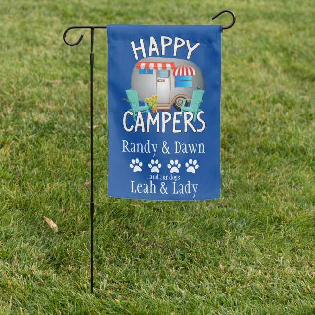 RV Camping Accessories, Blue Camping Flags (In SItu)