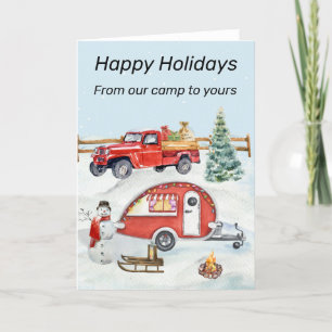 RV Camping Camper Snow Winter Christmas   Holiday Card