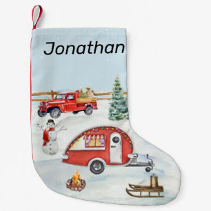 RV Camping Camper Snow Winter Christmas Small Christmas Stocking