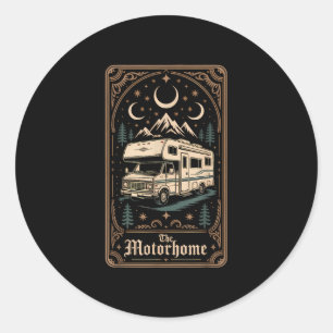 Rv camping camper the motorhome moon mountain classic round sticker
