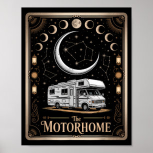 Rv camping camper the motorhome moon mountain poster
