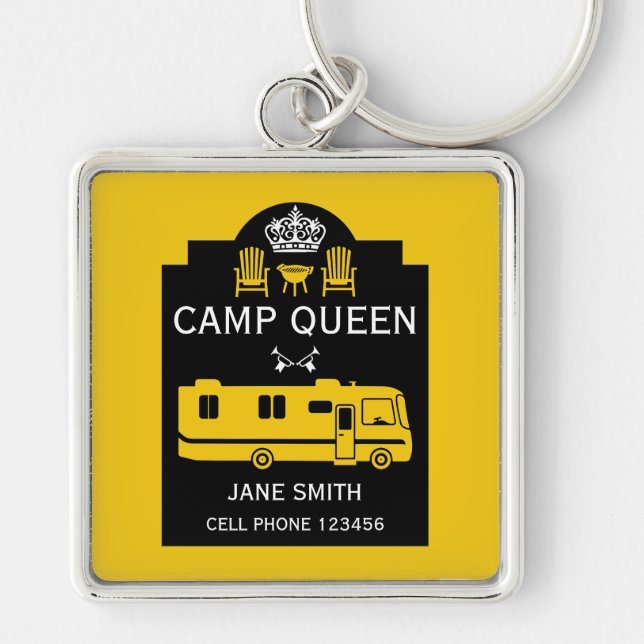 RV Camping Queen USA Keychain (Front)