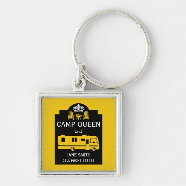 RV Camping Queen USA Keychain (Front)